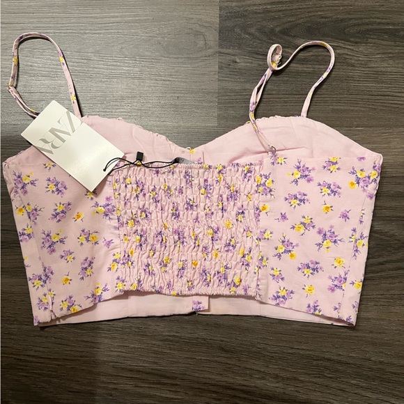 NWT Zara Floral Bustier Corset Crop Top - Picture 3 of 7